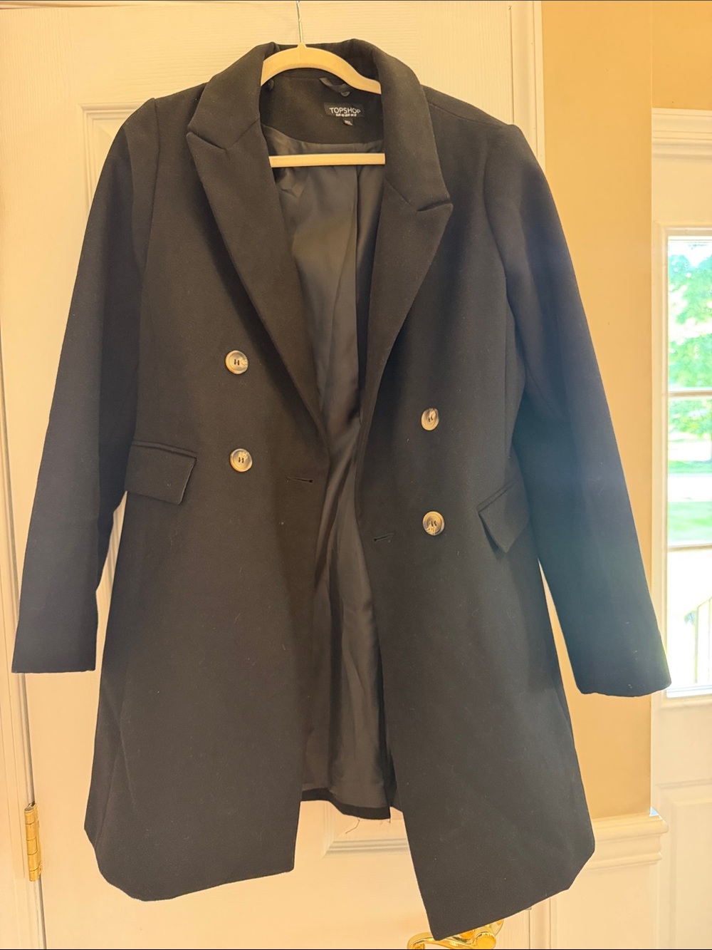 Topshop Black Double-Breasted Blazer Coat